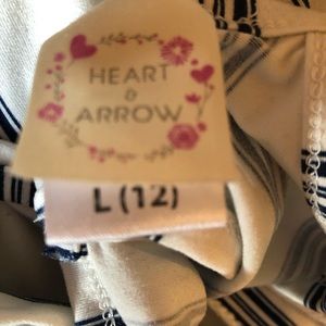 Girls Heart and Arrow size 12 blue and white striped romper